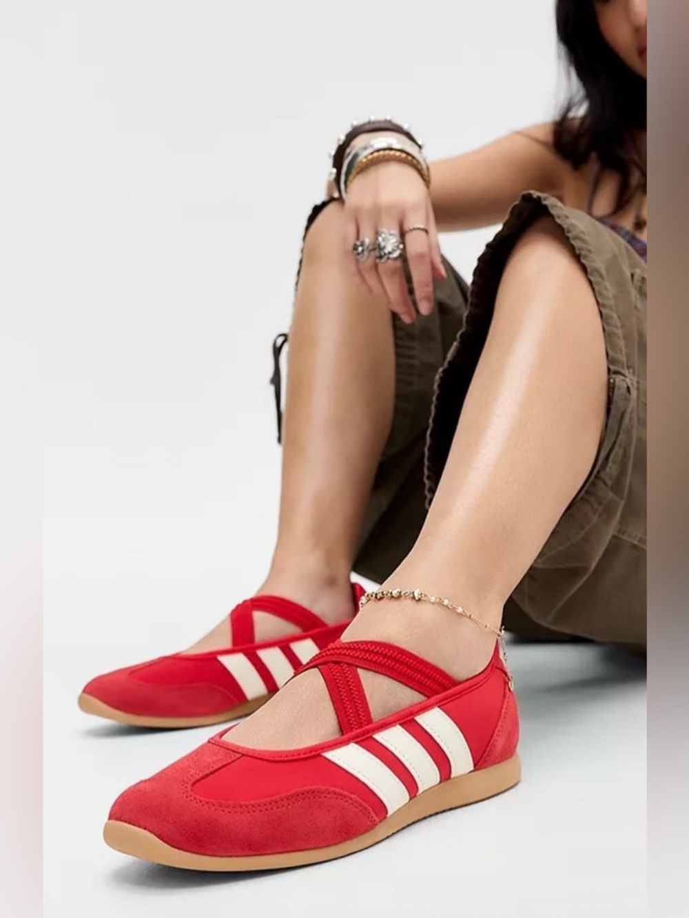 adidas Women's barreda Mary Jane Sneakers with White Stripes - Picture 2 of 6